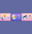 kit trending landing pages 3d isometric cartoon vector image vector image