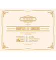vintage wedding invitation card frame design vector image vector image