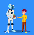 robot gives money to child isolated vector image
