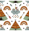 seamless pattern with tribal cloud and tent vector image vector image