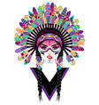 tribal girl in war bonnet vector image