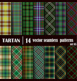 set tartan seamless pattern vector image