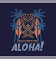 vintage hawaii tribal angry tiki mask vector image
