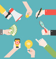 many different business hands with different vector image