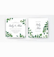 modern minimalist style leafy wedding invitation vector image