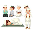 set of muslim people cartoon character vector image