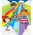 a car race at the colorful road vector image