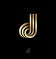 d letter monogram consist golden bent strips vector image