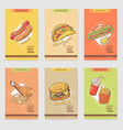 fresh fast food hand drawn cards brochure menu vector image