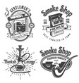 set vintage tobacco smoking emblems vector image