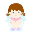 cute girl sitting toilet seat with diarrhea vector image