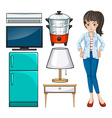 woman and household equipment vector image