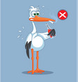 pregnant stork smoking and drinking cartoon vector image vector image