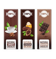 realistic cocoa products vertical banners vector image vector image