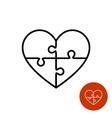 heart puzzle linear logo divided on four vector image vector image
