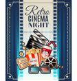 retro cinema night invitation poster vector image vector image
