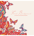 background with paisley pattern and butterfly vector image