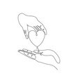 continuous line drawing a woman giving heart vector image