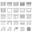 window curtains blinds and jalouise line icons vector image