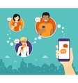 chatting with friends via messenger app vector image