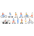 eco friendly transportation people riding vector image vector image