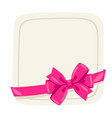 background with pink satin gift bow card vector image vector image