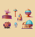 mars colonization cartoon set futuristic colony vector image