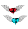 retro heart with wings vector image