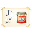 a letter j for jam vector image vector image