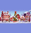 new year street in snow christmas city landscape vector image vector image