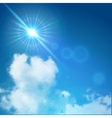 realistic sun flare with clouds on blue sky vector image
