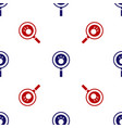 blue and red paw search icon isolated seamless vector image vector image