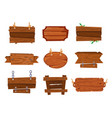 cartoon wood boards signs and brown wooden banners vector image vector image