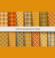 tartan seamless patterns in brown and orange vector image