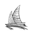 sailing yacht floats on waves ship for recreation vector image