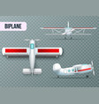 airplane views set transparent realistic vector image