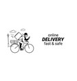 delivery man in face mask on bike background vector image