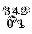 floral font numbers vector image