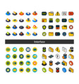 set of icons in different style - isometric flat vector image