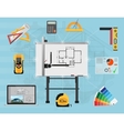 architect panel board planning and creating vector image
