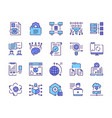 color linear icon set data outline vector image