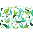 seamless pattern with green tea leaves on white vector image