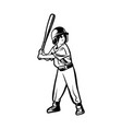 baseball kids player ready hit ball black vector image vector image