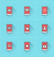 mobile phone icons icon set in flat design style vector image