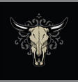 skull a bull on a pattern on a dark background vector image
