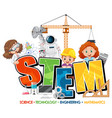 stem education logo banner with kids cartoon vector image
