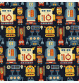 colorful seamless pattern with retro robots vector image