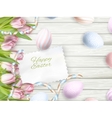 easter eggs on wooden background eps 10 vector image vector image