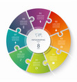 puzzle infographic circle with 8 steps options vector image vector image