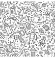 seamless pattern space doodles robot and technic vector image